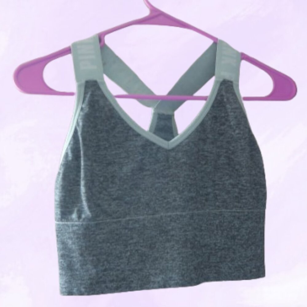 PINK Victoria's Secret seamless lightly lined sport sports bra sparkly pink M